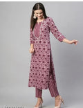 Floral Printed Women Cotton Women Kurta With Pant (2 Psc Set) 19199