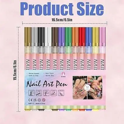 Nail Art Pens Set of 12 Colors yzatrg-dh