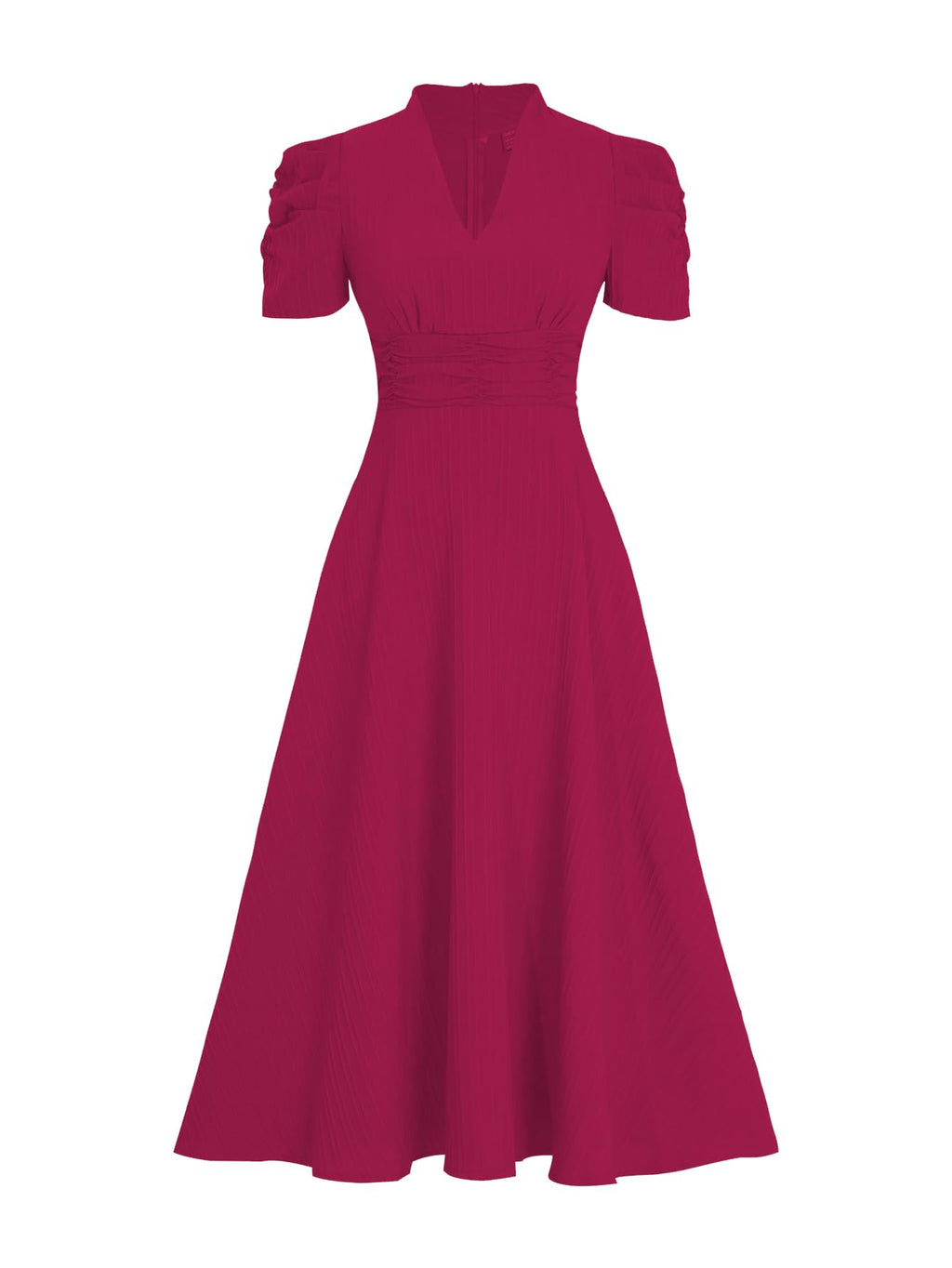 Shasmi Girl's & Women's Solid Color V-Neck A-Line Maxi Dress for Women | Waist Cinched Puff Sleeve Western | Elegant Casual Wear (Dress 246)