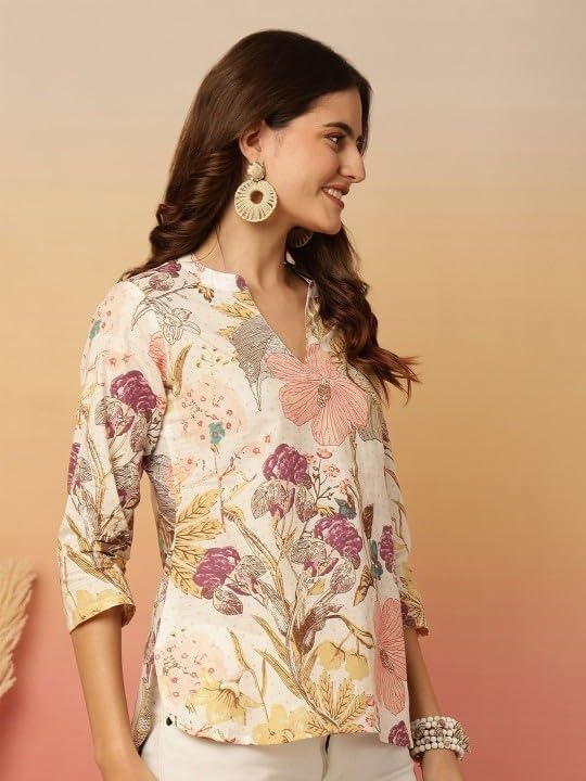 Women's Short Kurti in TOP Black Rayon Cotton Blend | Ladies Ethnic Tunic | Office