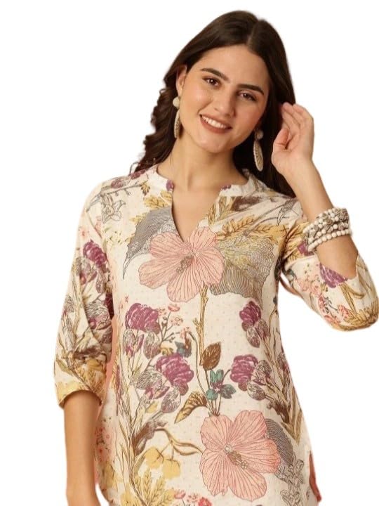 Women's Short Kurti in TOP Black Rayon Cotton Blend | Ladies Ethnic Tunic | Office