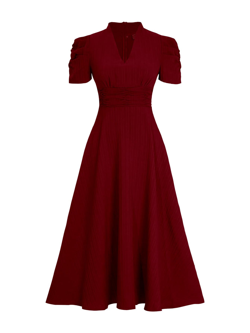 Shasmi Girl's & Women's Solid Color V-Neck A-Line Maxi Dress for Women | Waist Cinched Puff Sleeve Western | Elegant Casual Wear (Dress 246)