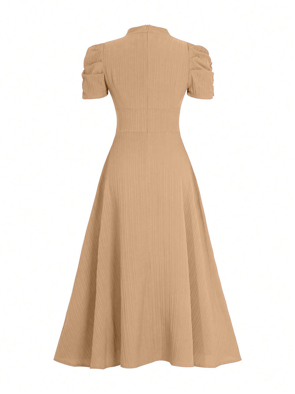 Shasmi Girl's & Women's Solid Color V-Neck A-Line Maxi Dress for Women | Waist Cinched Puff Sleeve Western | Elegant Casual Wear (Dress 246)