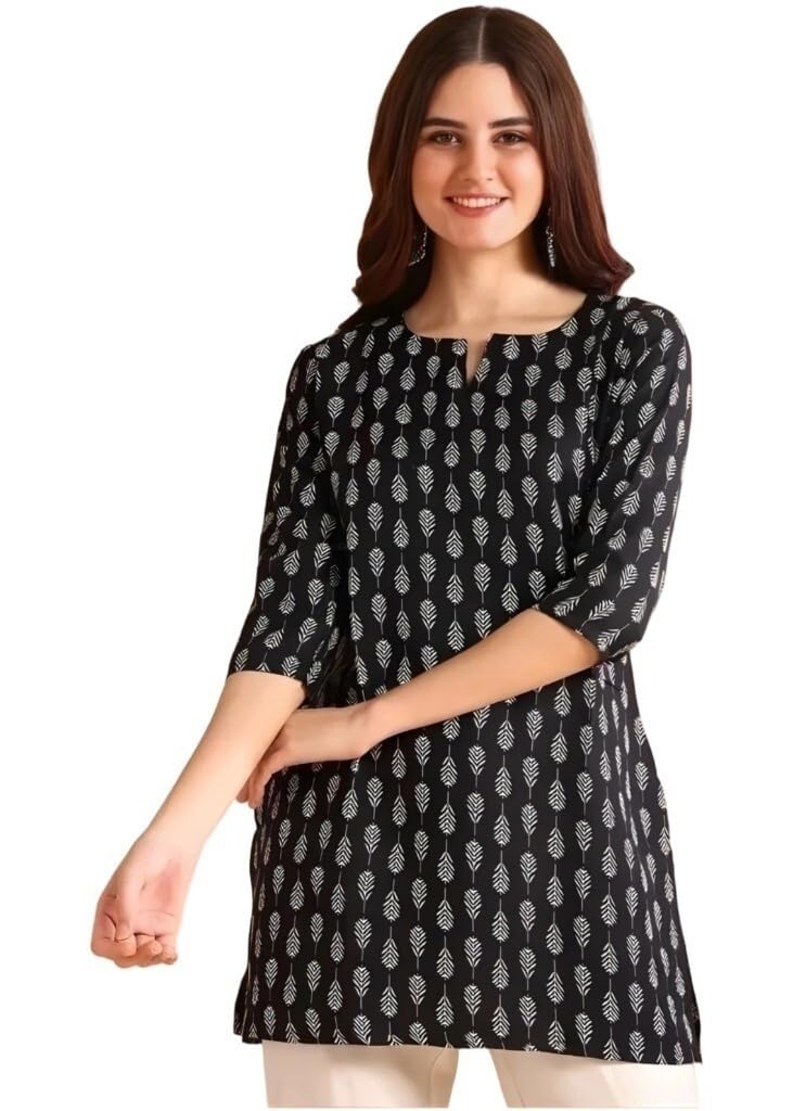 Women's Short Kurti in TopsTunic Rayon Cotton Blend | Ladies Ethnic Tunic