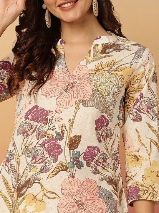 Women's Short Kurti in TOP Black Rayon Cotton Blend | Ladies Ethnic Tunic | Office