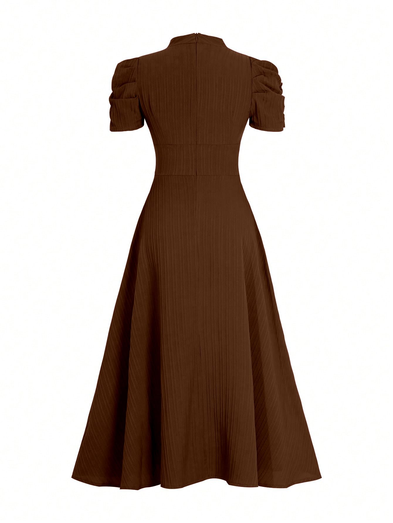 Shasmi Girl's & Women's Solid Color V-Neck A-Line Maxi Dress for Women | Waist Cinched Puff Sleeve Western | Elegant Casual Wear (Dress 246)