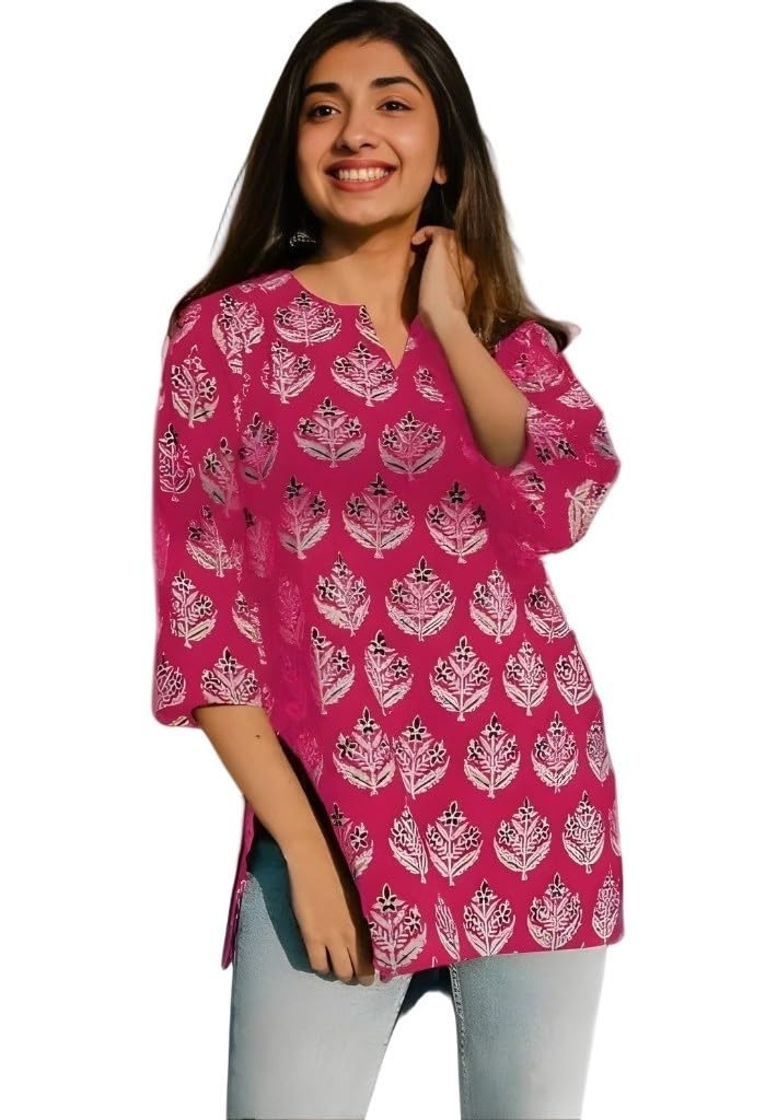 Women's Short Kurti in TopsTunic Rayon Cotton Blend | Ladies Ethnic Tunic