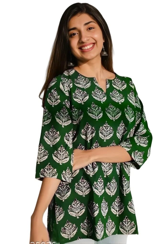 Women's Short Kurti in TopsTunic Rayon Cotton Blend | Ladies Ethnic Tunic