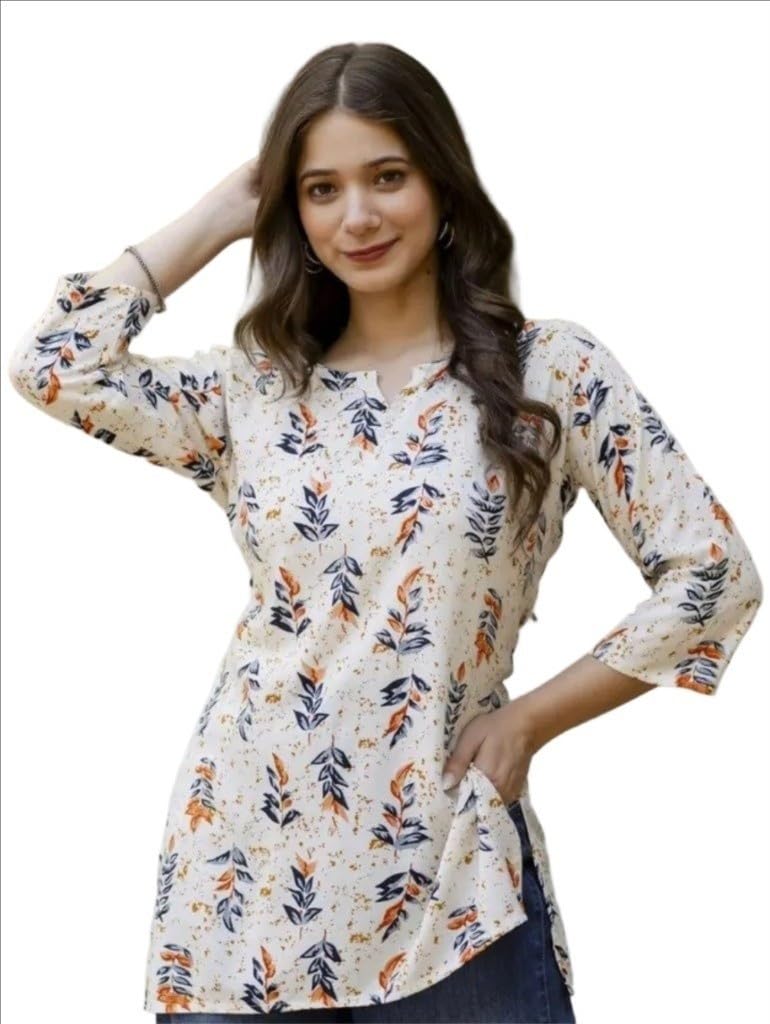 Women's Short Kurti in TopsTunic Rayon Cotton Blend | Ladies Ethnic Tunic