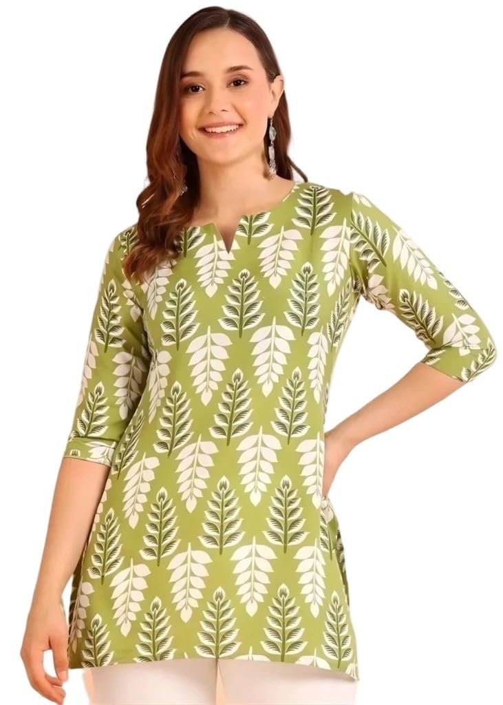 Women's Short Kurti in TopsTunic Rayon Cotton Blend | Ladies Ethnic Tunic