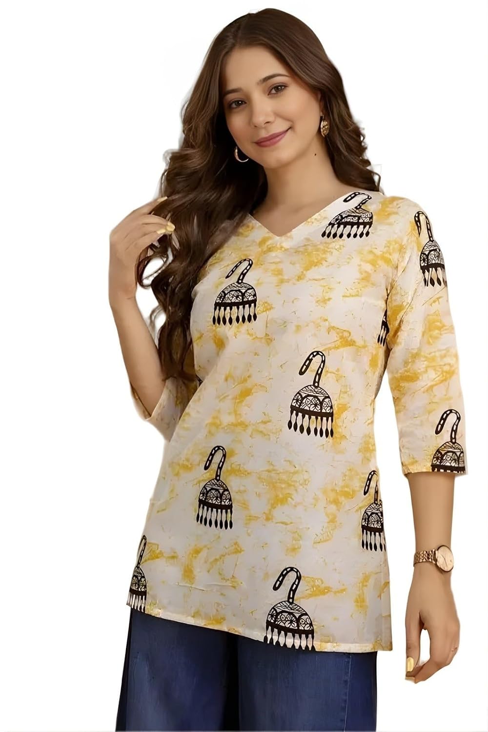Women's Short Kurti in TopsTunic Rayon Cotton Blend | Ladies Ethnic Tunic