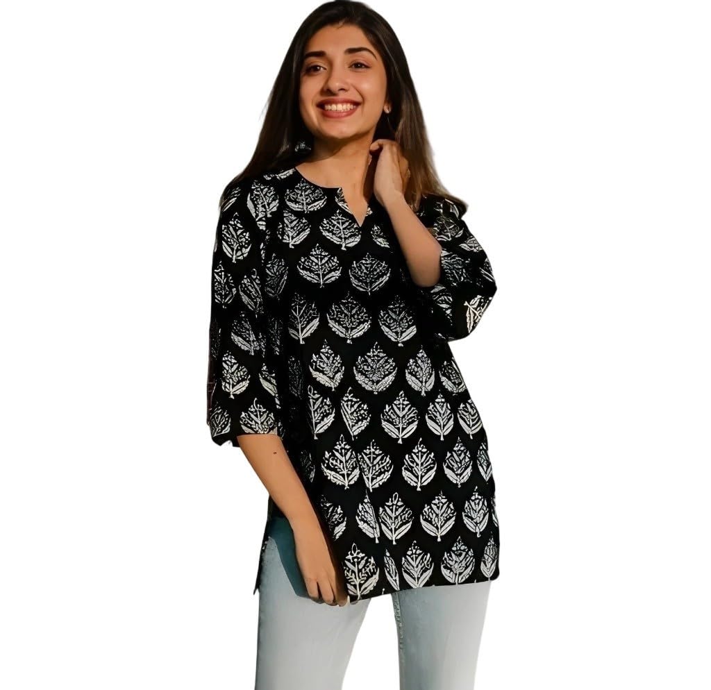 Women's Short Kurti in TopsTunic Rayon Cotton Blend | Ladies Ethnic Tunic