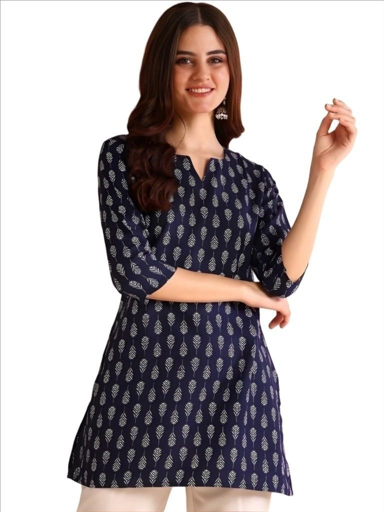 Women's Short Kurti in TopsTunic Rayon Cotton Blend | Ladies Ethnic Tunic