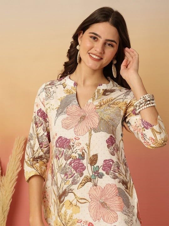 Women's Short Kurti in TOP Black Rayon Cotton Blend | Ladies Ethnic Tunic | Office