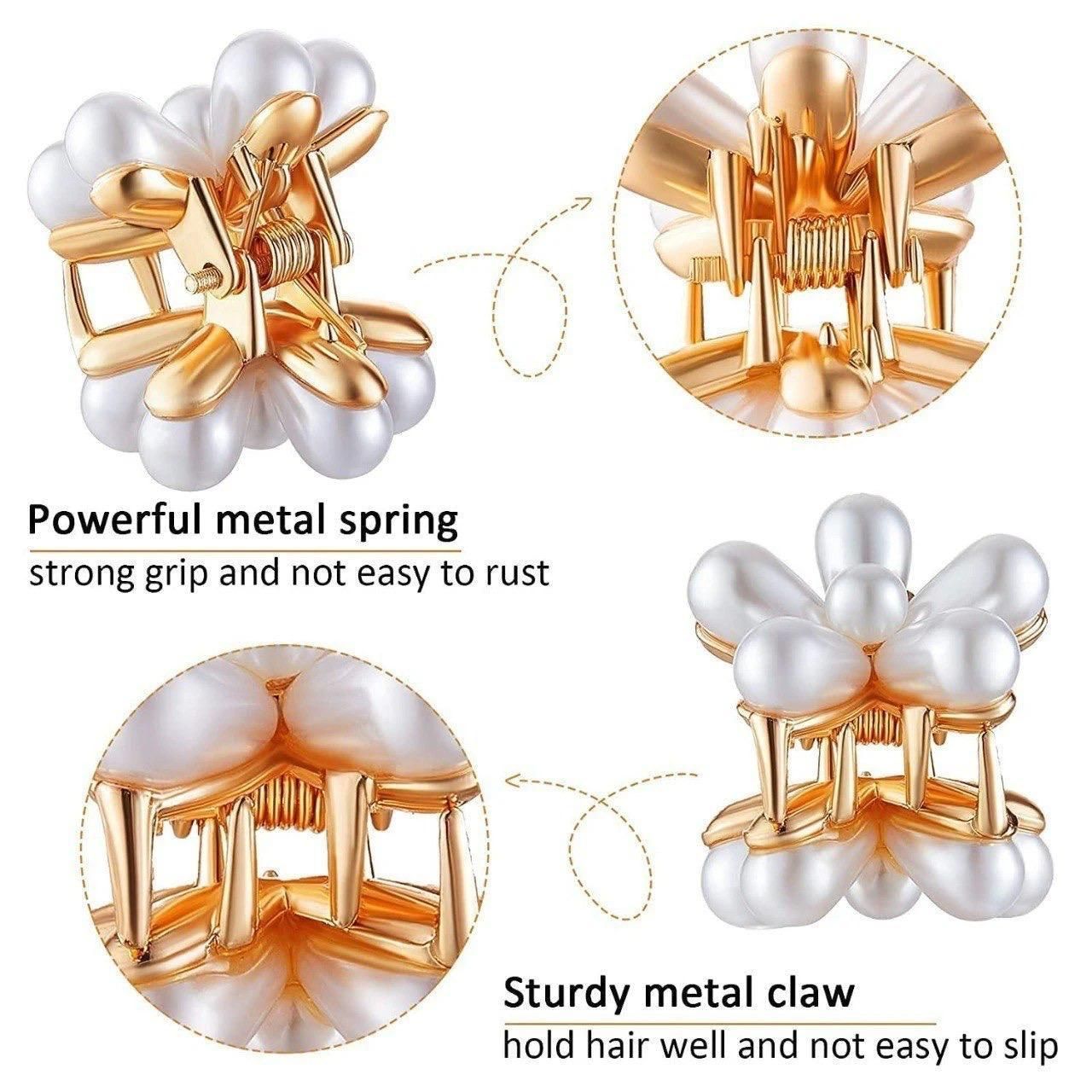 Korean Style Small Pearl Mini Hair Claw Clips with Flower Design (Pack of 10) yzatrg-dh