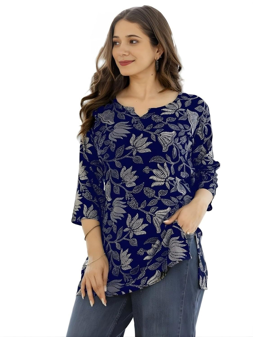 Women's Short Kurti in TopsTunic Rayon Cotton Blend | Ladies Ethnic Tunic