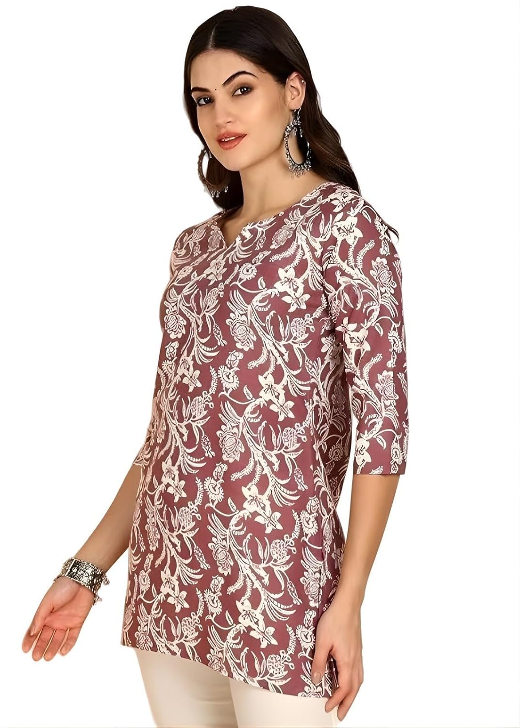 Women's Short Kurti in TopsTunic Rayon Cotton Blend | Ladies Ethnic Tunic