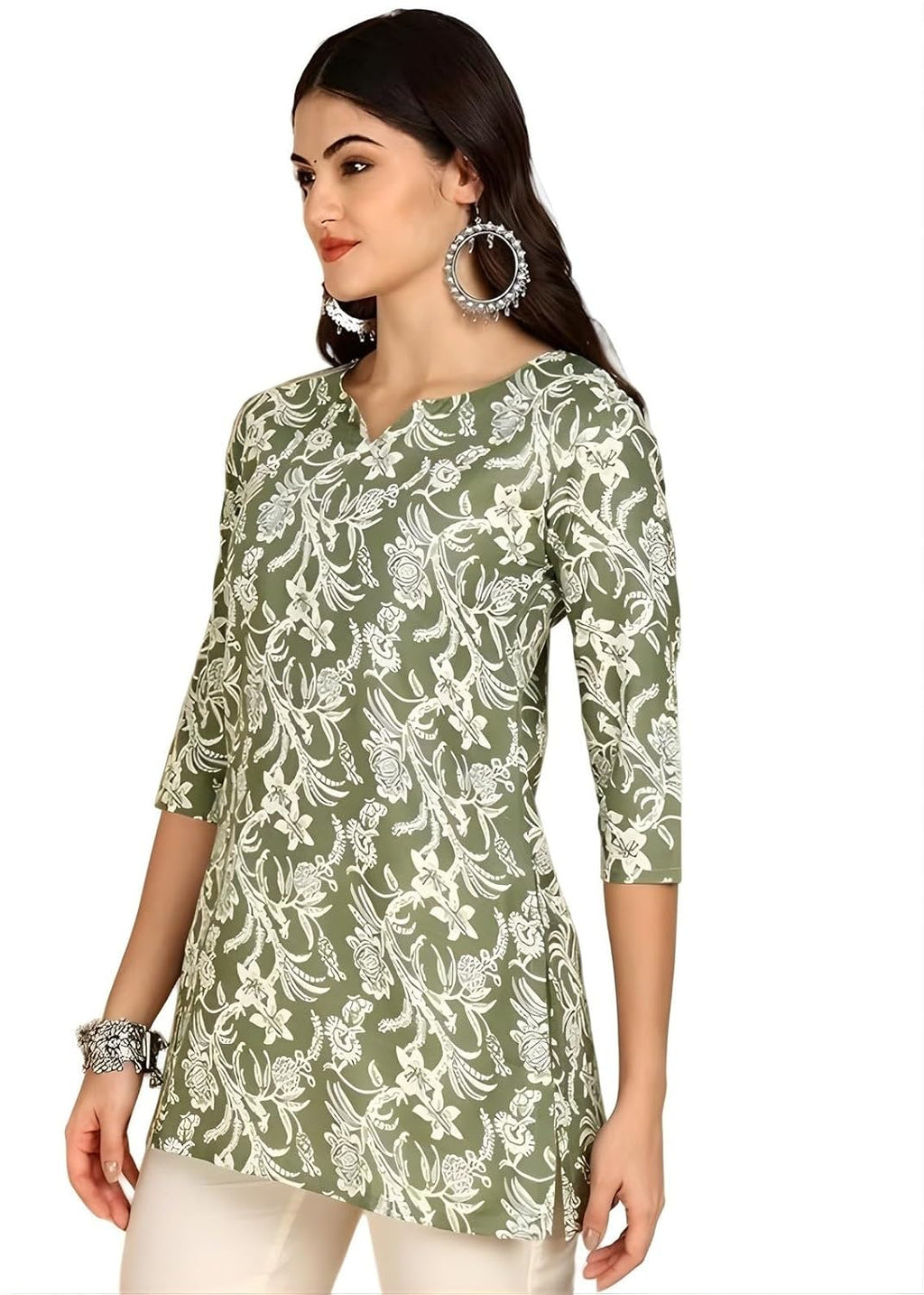 Women's Short Kurti in TopsTunic Rayon Cotton Blend | Ladies Ethnic Tunic