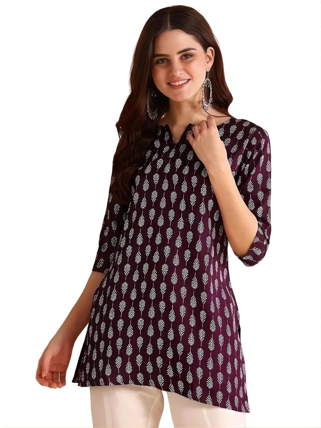 Women's Short Kurti in TopsTunic Rayon Cotton Blend | Ladies Ethnic Tunic
