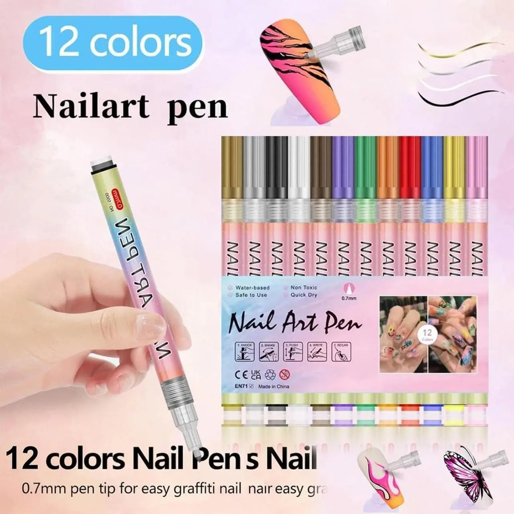 Nail Art Pens Set of 12 Colors yzatrg-dh