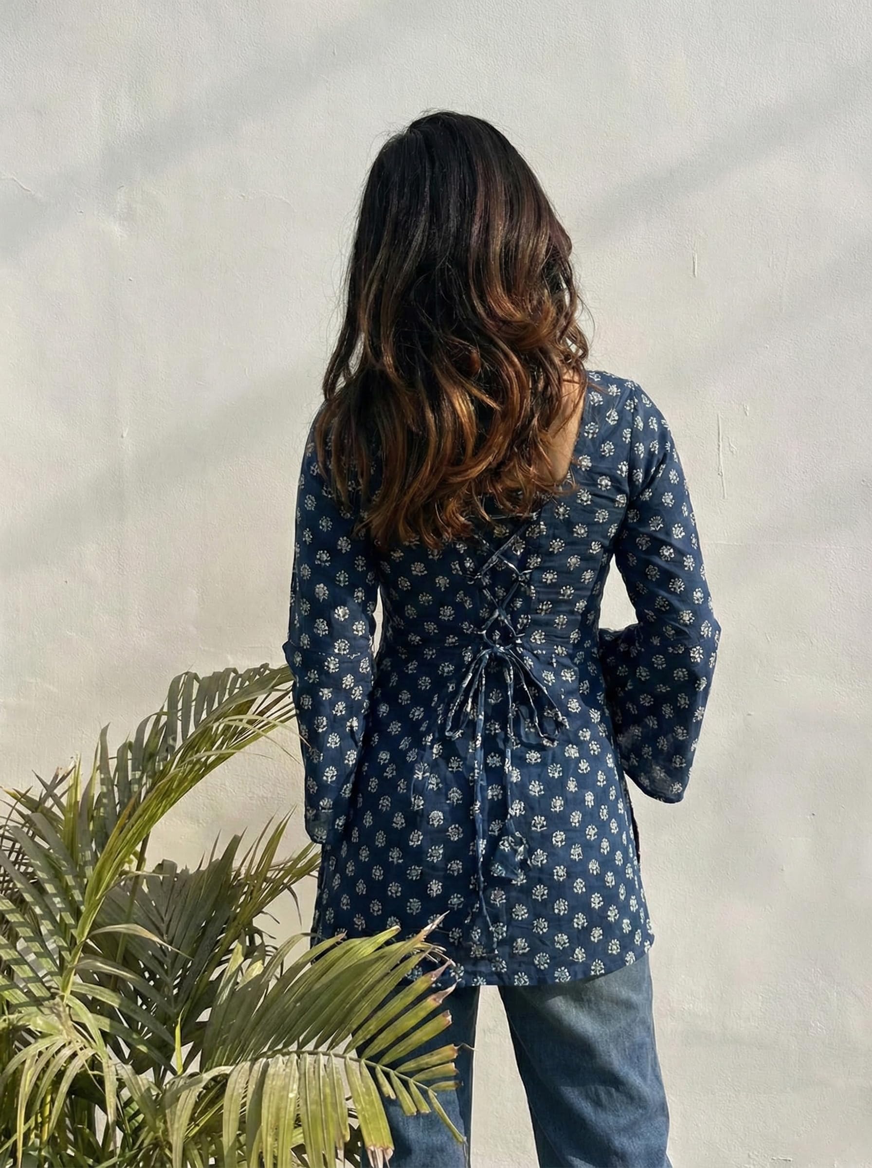 ANNI Designer Women’s Viscose Blend Printed Short Kurti | Straight Fit Casual Ethnic Top | Square Neck Full Sleeve Kurta Office College