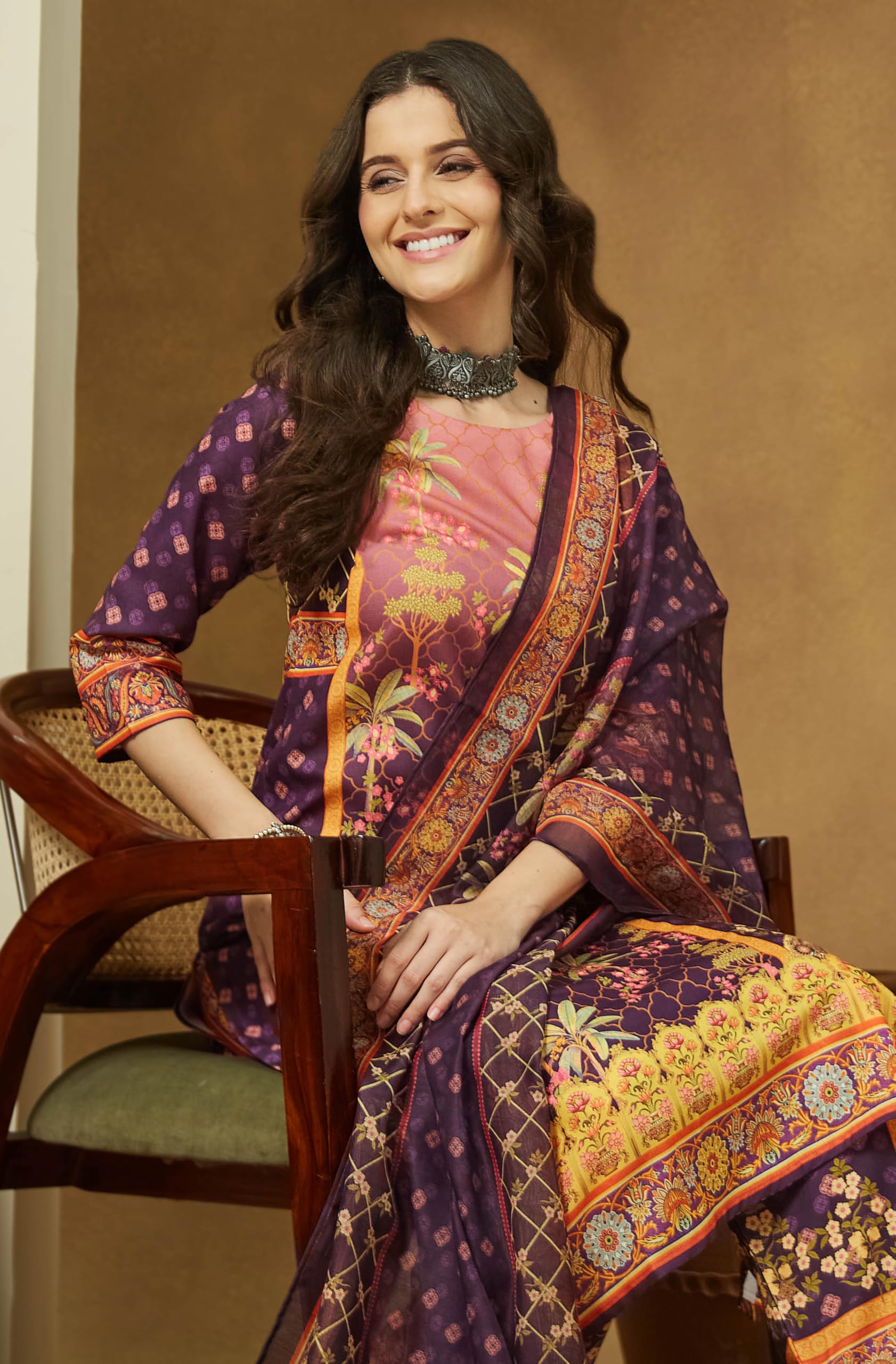 Janasya Women Kurta with Pant & Dupatta Set