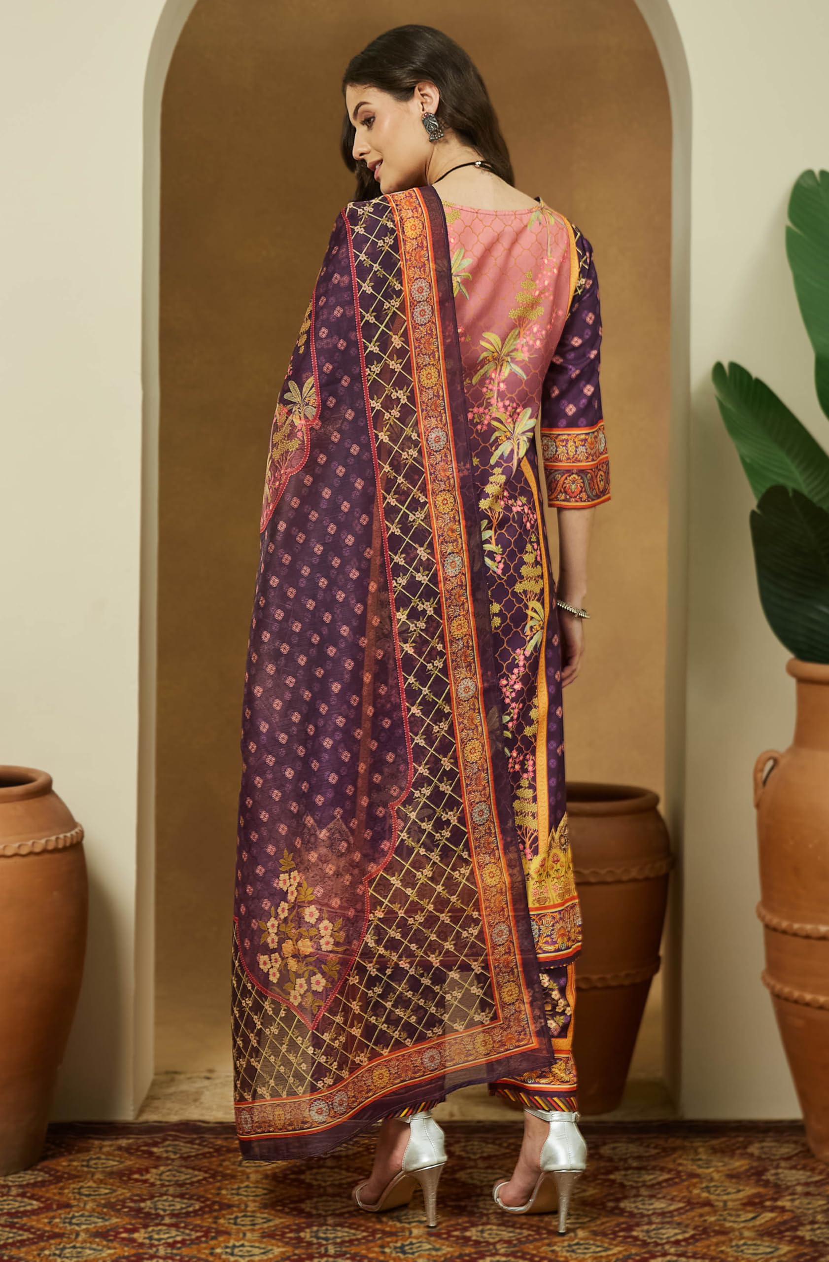 Janasya Women Kurta with Pant & Dupatta Set