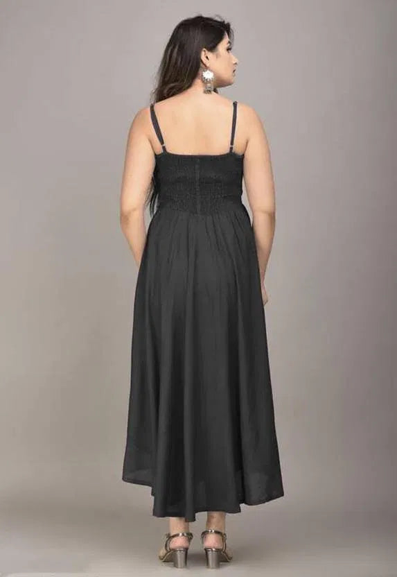 Women Maxi Black Full Length Dress 9420