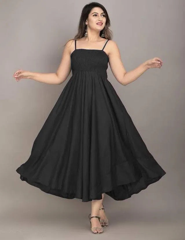 Women Maxi Black Full Length Dress 9420