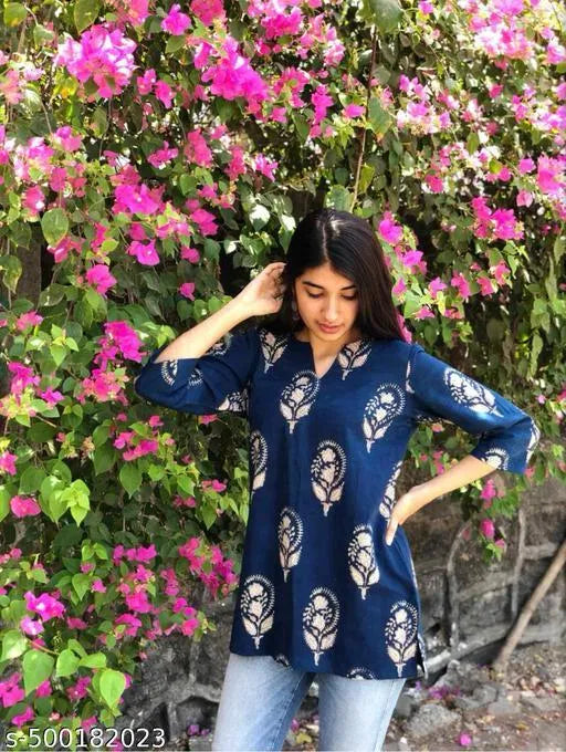 Trendy Fashionable block print Kurtis 13374