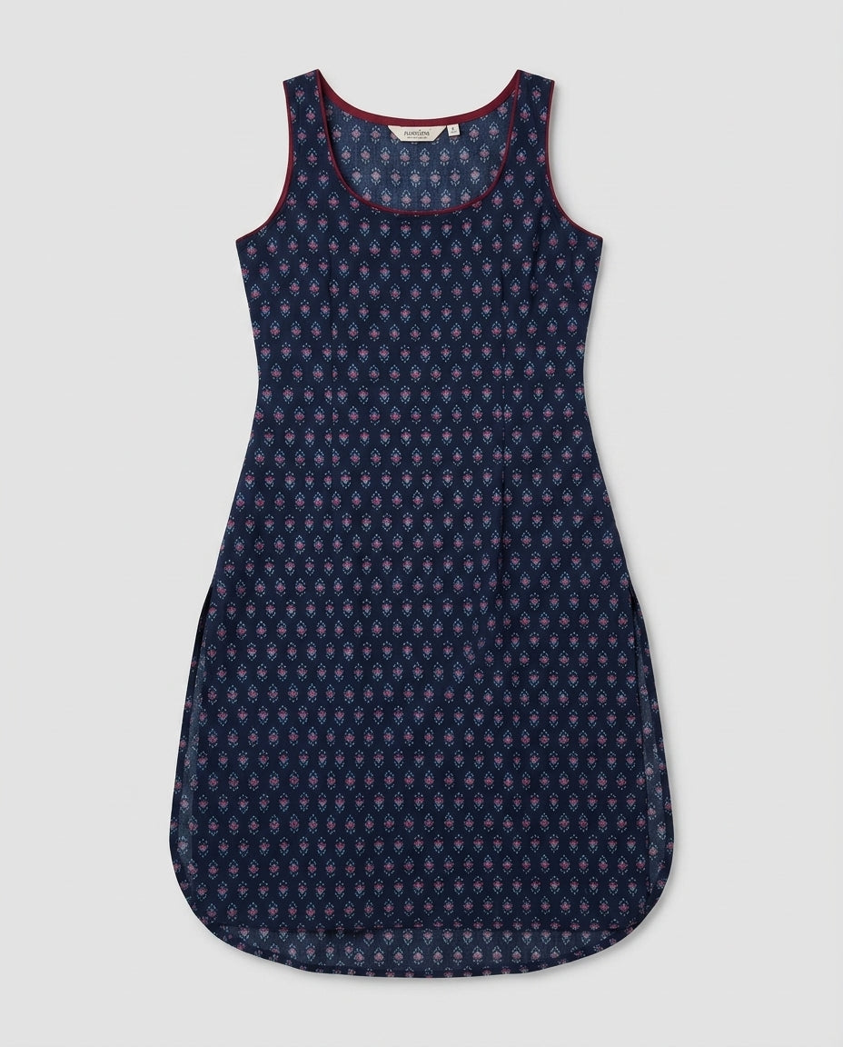 Sleeveless A-line Dress — Elevated Flat Lay | Generated by Modelize
